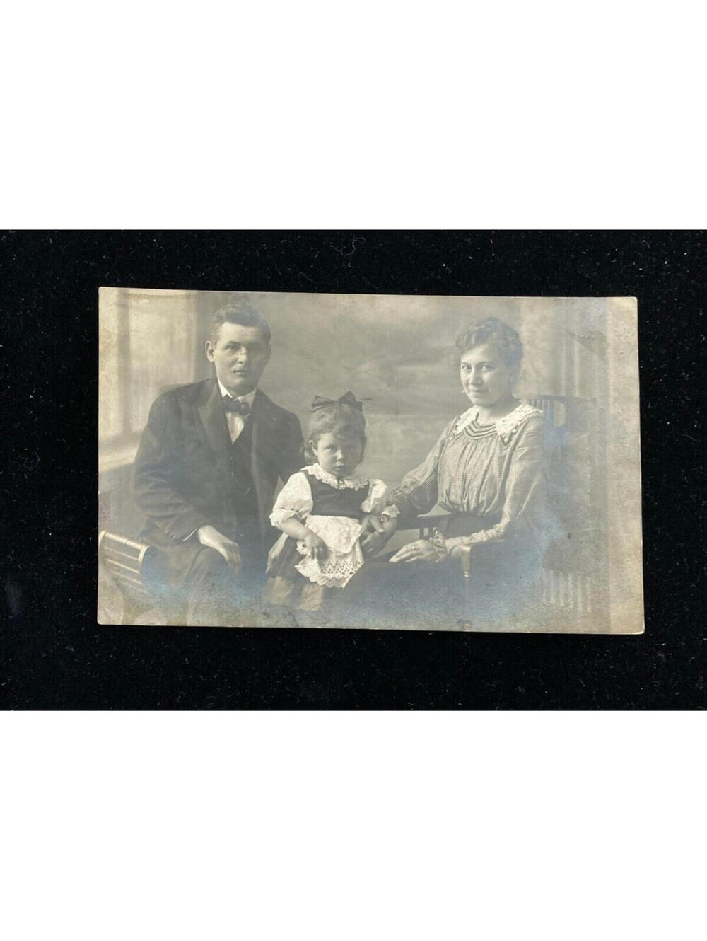 Family Photo Mother Father And Daughter RPPC Postcard